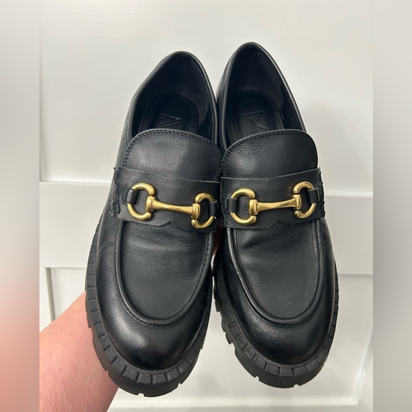 MNG chunky Black lug sole gold horse bite loafers Size 39 - Picture 4 of 11